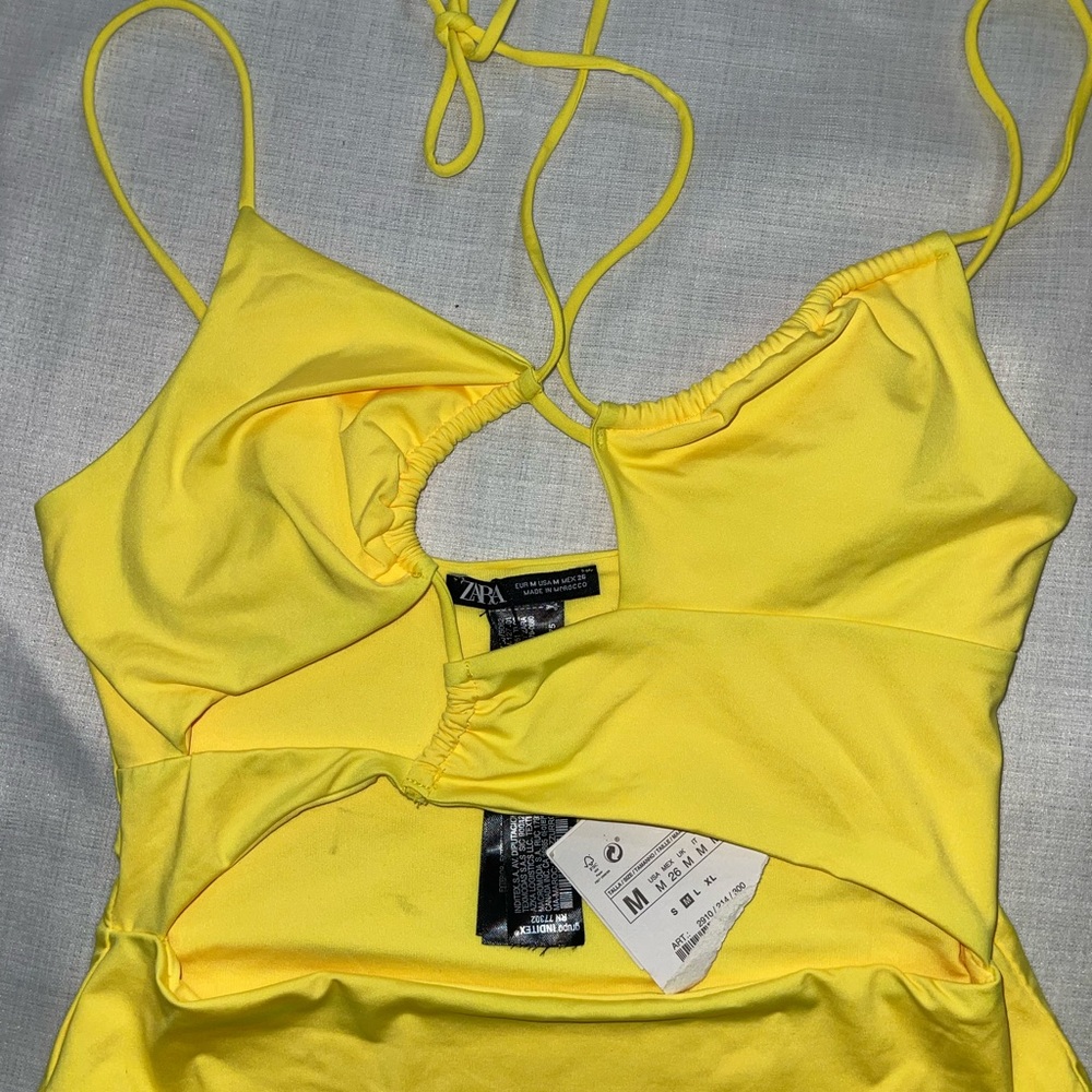 Zara Vibrant Yellow Cutout Dress
